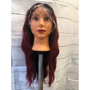 24 inch burgundy ombré synthetic wig
